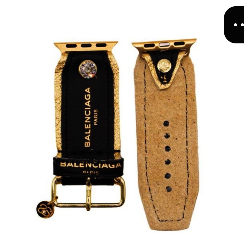 Balenciaga Black and Gold Watch Strap